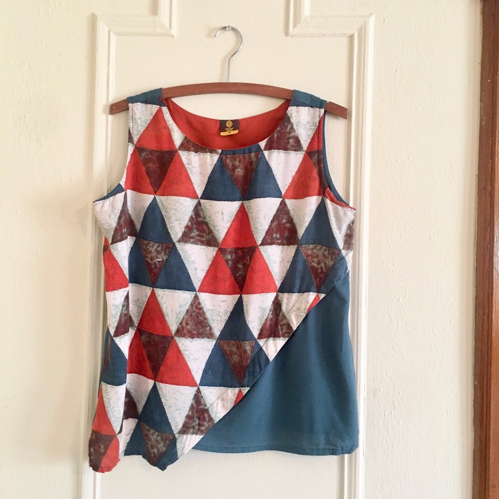 Mother Earth Forest Green & Rust Geometric Tank
